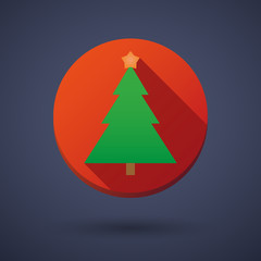 long shadow icon with a christmas tree