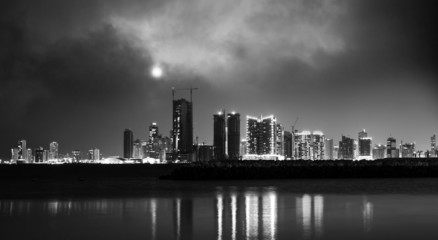 Night modern city skyline. Manama, the Capital of Bahrain