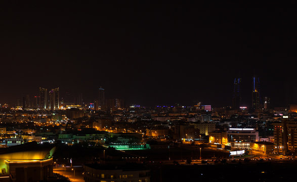 Night view of Manama city, Bahrain