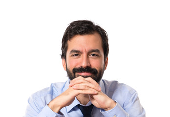 Businessman over white background