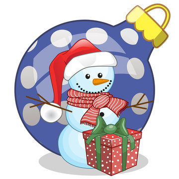 Snowman in a Santa hat