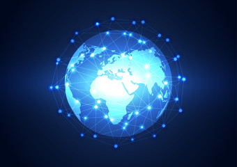 Global business network technology background, vector