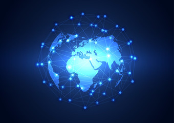 Fototapeta na wymiar Global business network technology background, vector