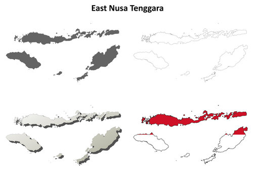 East Nusa Tenggara blank outline map set