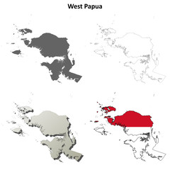 West Papua blank outline map set