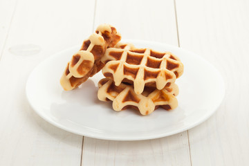 Waffles on white plate