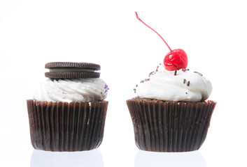 Velvet cupcakes isolate