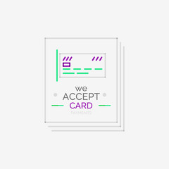 Line design shopping stamps, accept card label