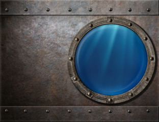 submarine or battleship porthole steam punk metal background