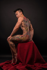 Korean model with tattoo