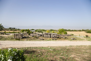 Sarcophagi, standing along the road, in necropolis of Hierapolis