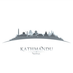 Fototapeta na wymiar Kathmandu Nepal city skyline silhouette white background