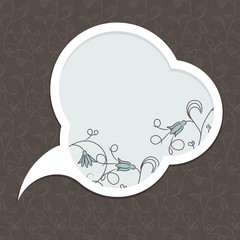 Speech bubble with floral elements on floral background