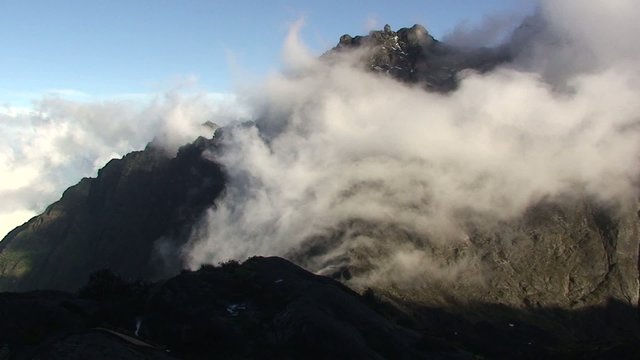Rwenzori mountain view with passing clouds, timelapse