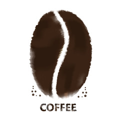 Coffee beans in the style of watercolor. Vector.