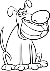 dog with ball coloring page