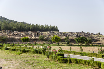 Fototapeta na wymiar Pamukkale, Turkey. View of the necropolis of Hierapolis
