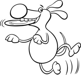 dog with frisbee coloring page