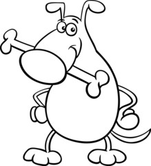 dog with bone coloring page