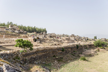 Landscape with ancient ruins in the necropolis of Hierapolis