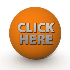 Click here circular icon on white background