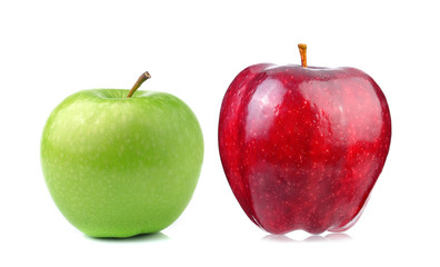 Red and green apple  isolated on white background