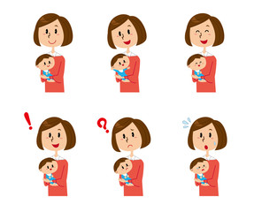 女性　赤ちゃん　表情
