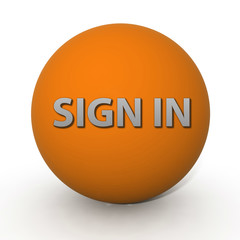 sign in circular icon on white background