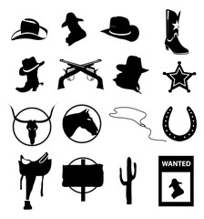 Cowboy icons set - 73837290