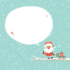 Santa Sleigh Tree Speechbubble Retro