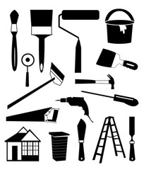 House construction icons set