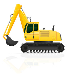 Obraz na płótnie Canvas excavator for road works vector illustration