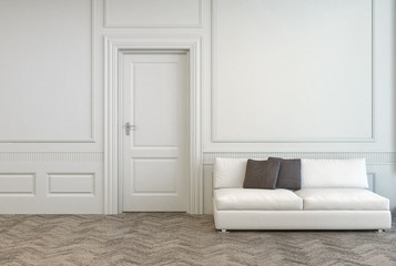 White Couch Near Single White Door