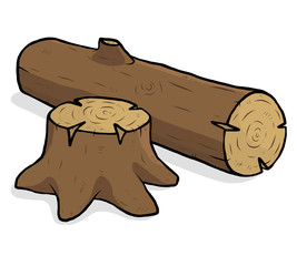 tree stump and wood log