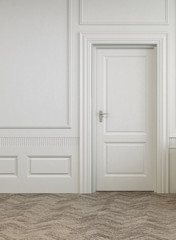 Single Door on White Empty Room