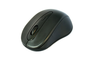 computer mouse isolated on white grey horizontal side view