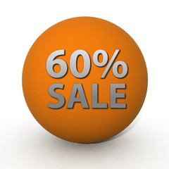 Sale sixty percent circular icon on white background