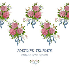 Vintage Floral Card with Roses  Vector Design Element.