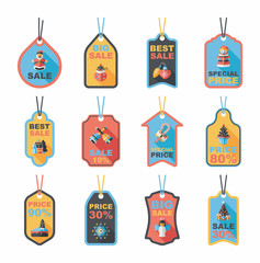 Christmas tag flat banner background set,eps10