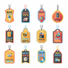 shopping tag banner flat design background set, eps10