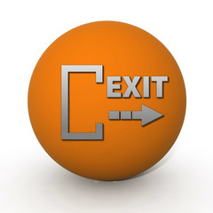 Exit circular icon on white background