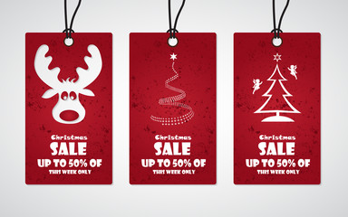 Set Merry Christmas sale background. Vector illustration