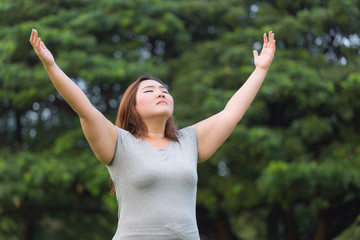 obese women breath of fresh air.