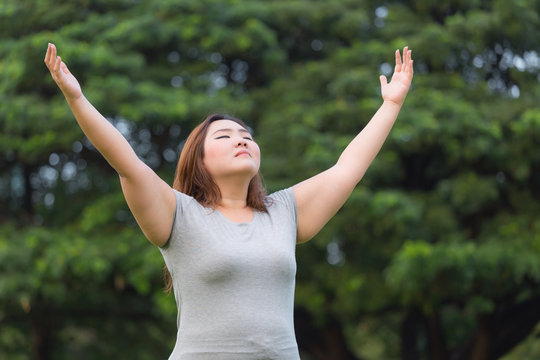 obese women breath of fresh air.