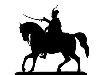 Ban Josip Jelacic on a horse silhouette on white background