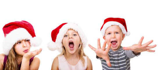 3 kids christmas - obrazy, fototapety, plakaty