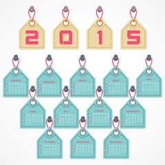 Calendar of 2015 with hanging label design