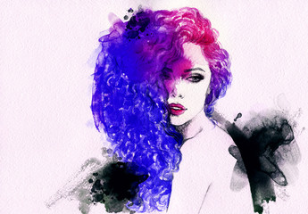 Fototapeta premium kobieta portret .abstract akwarela .fashion tło