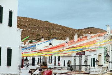 Garlands during the festival in Fornells Minorca Spain