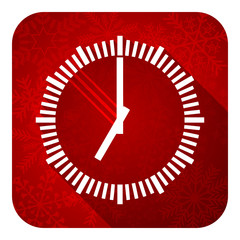 time flat icon, christmas button, clock sign